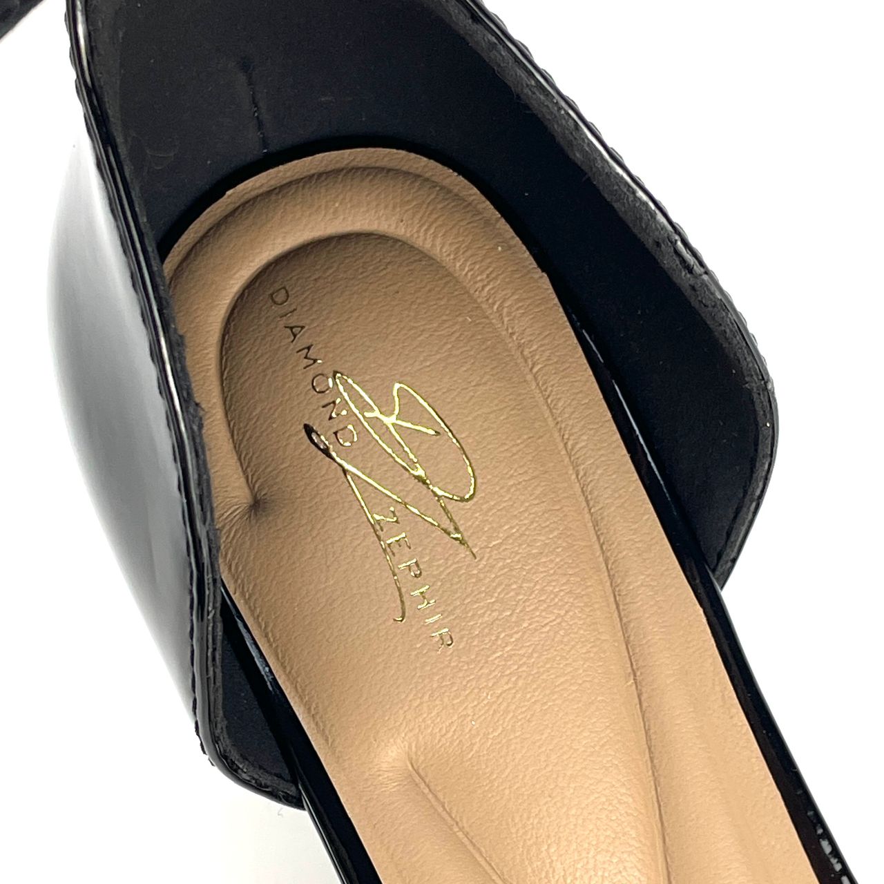 Black Tomika Patent Leather Kitten Heel