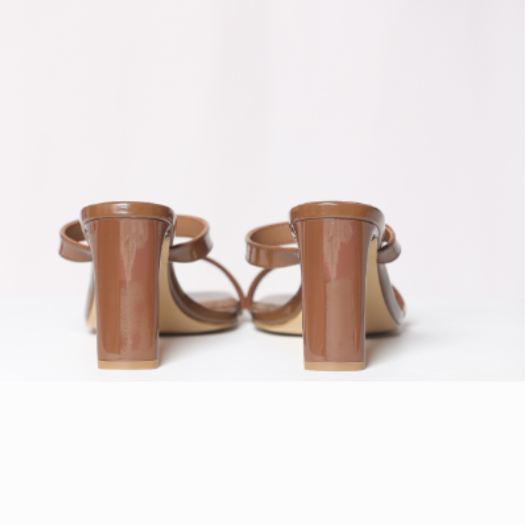Mocha Karen Patent Leather Sandal