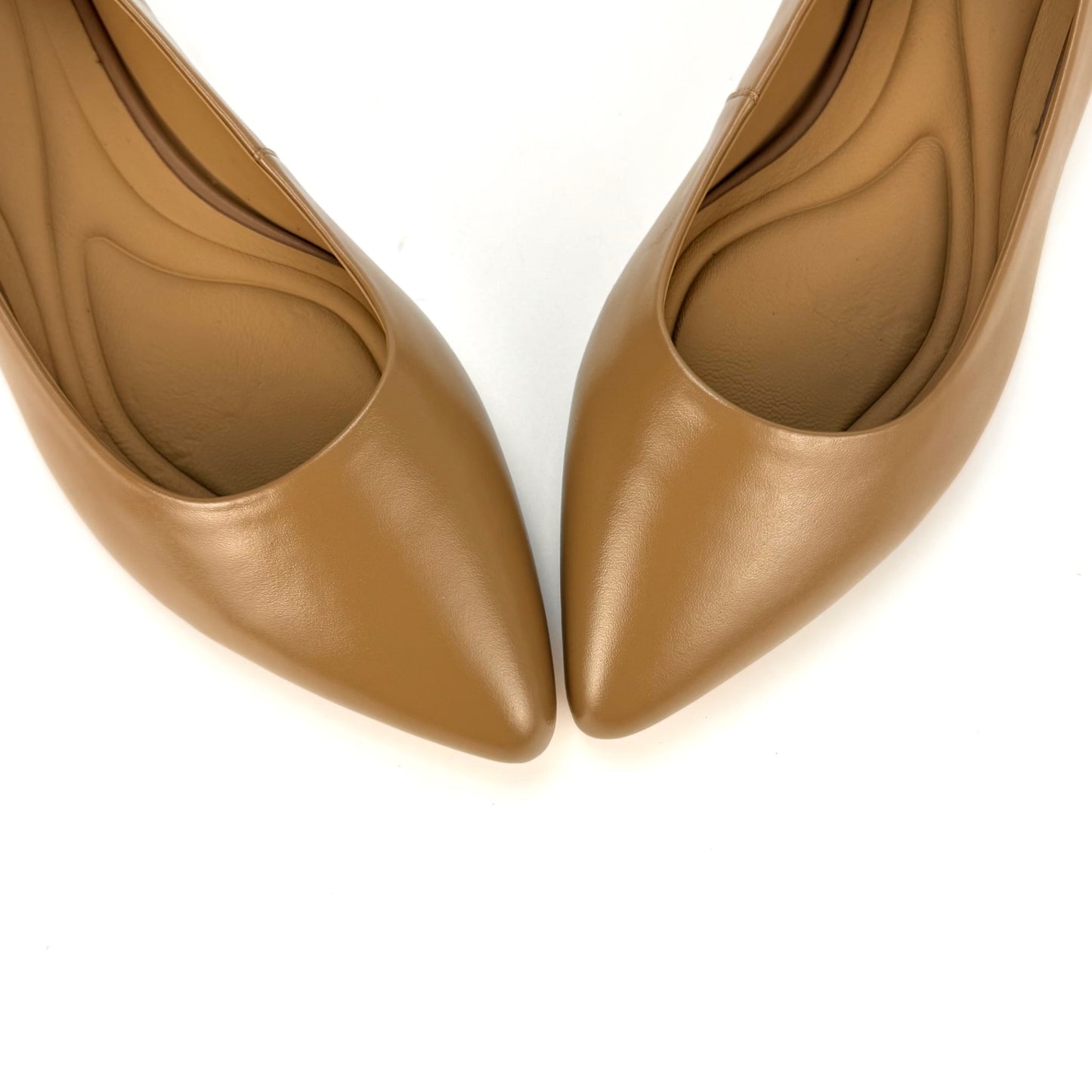Caramel Gloria Matte Leather Ballet Flats