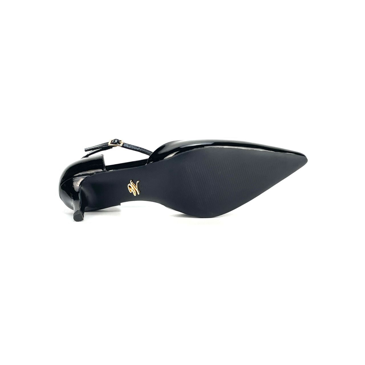 Black Tomika Patent Leather Kitten Heel