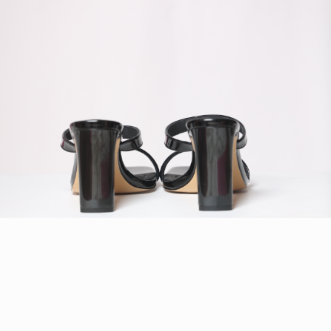 Black Kourtnee Patent Leather Sandal