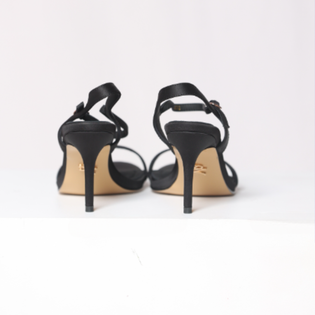 Black Shanika Satin Heel