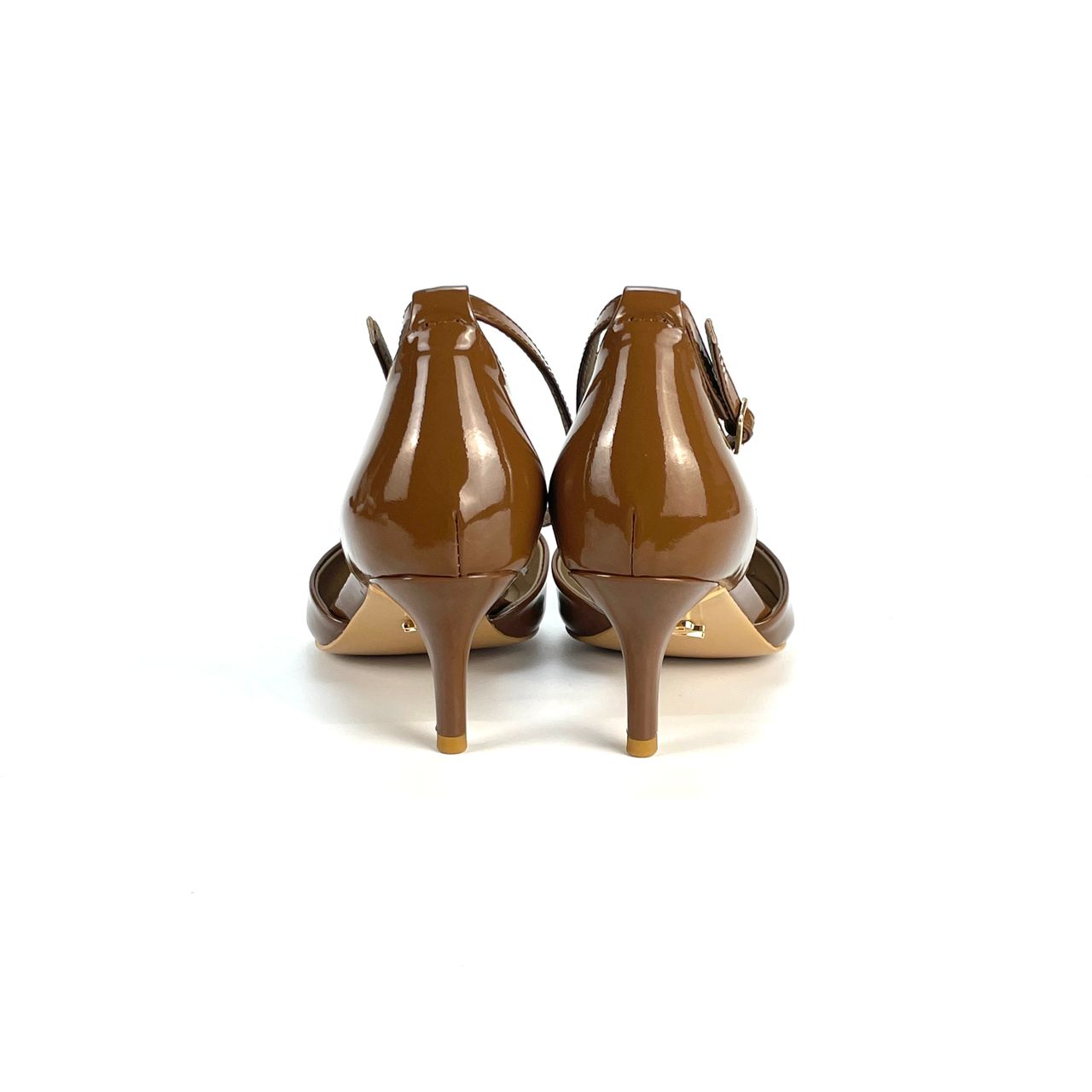 Mocha Tomika Patent Leather Kitten Heel