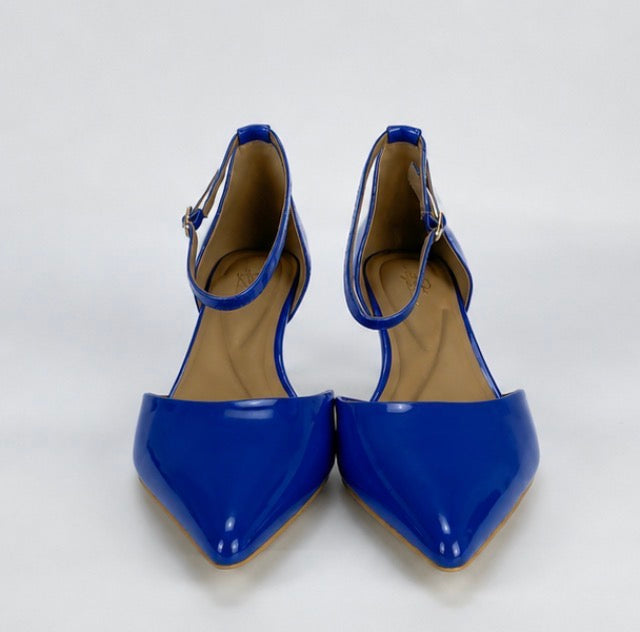 Royal Blue Tomika Patent Leather Kitten Heel