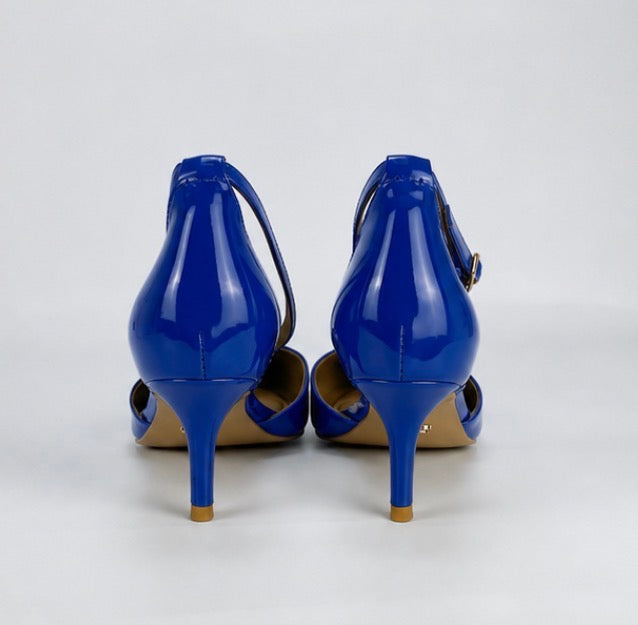 Royal Blue Tomika Patent Leather Kitten Heel
