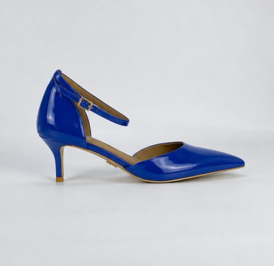 Royal Blue Tomika Patent Leather Kitten Heel